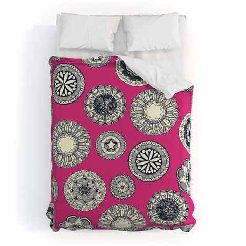 Sharon Turner mandala cirque spot pink Duvet Cover