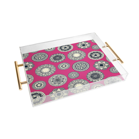 Sharon Turner mandala cirque spot pink Acrylic Tray
