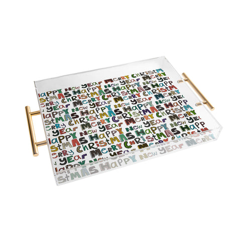 Sharon Turner merry christmas happy new year Acrylic Tray
