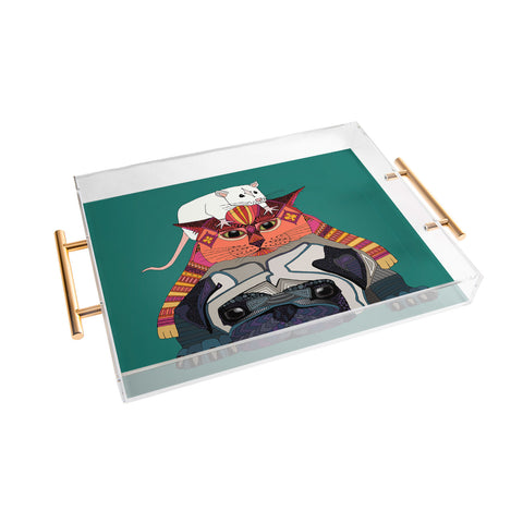 Sharon Turner mouse cat pug Acrylic Tray