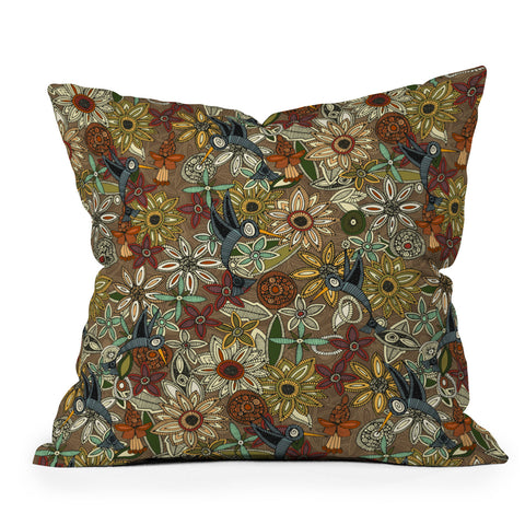 Sharon Turner nectar bird garden earth Outdoor Throw Pillow