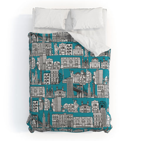 Sharon Turner New York Teal Duvet Cover