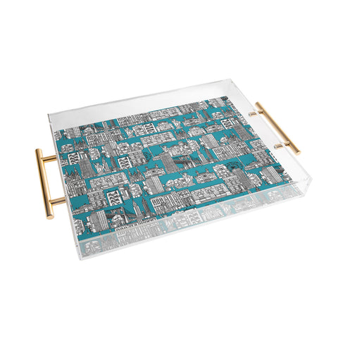 Sharon Turner New York Teal Acrylic Tray