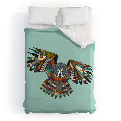 Sharon Turner night owl mint Duvet Cover