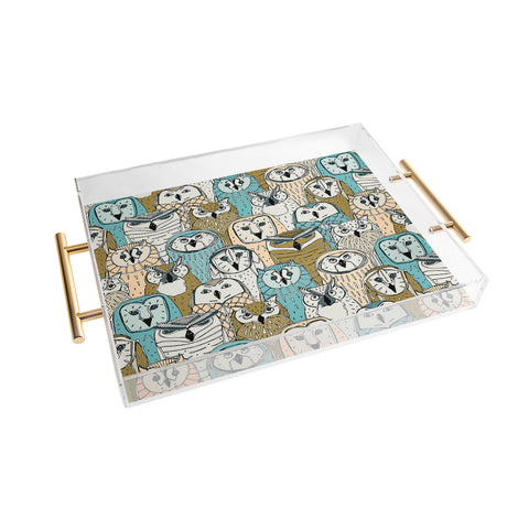 Sharon Turner owls limited gold blue Acrylic Tray