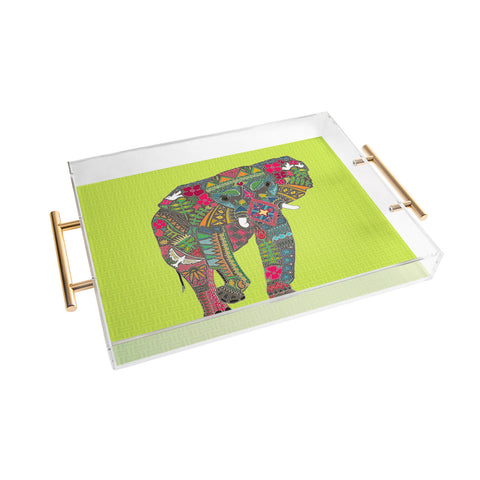 Sharon Turner Painted Elephant Chartreuse Acrylic Tray