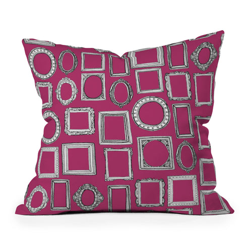 Sharon Turner picture frames fuchsia Outdoor Throw Pillow
