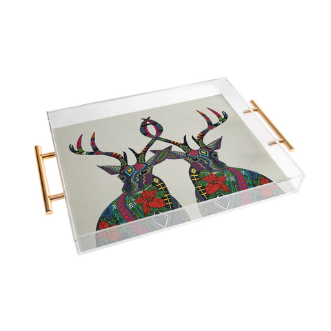 Sharon Turner Poinsettia Deer Acrylic Tray