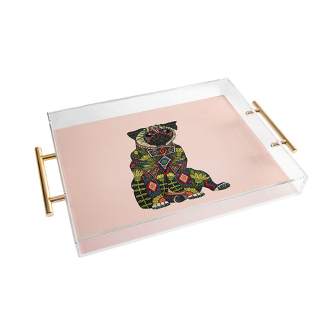 Sharon Turner pug love pale dogwood Acrylic Tray