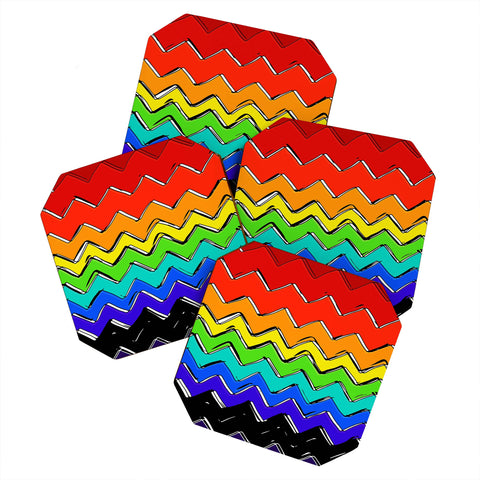 Sharon Turner Rainbow Chevron Coaster Set