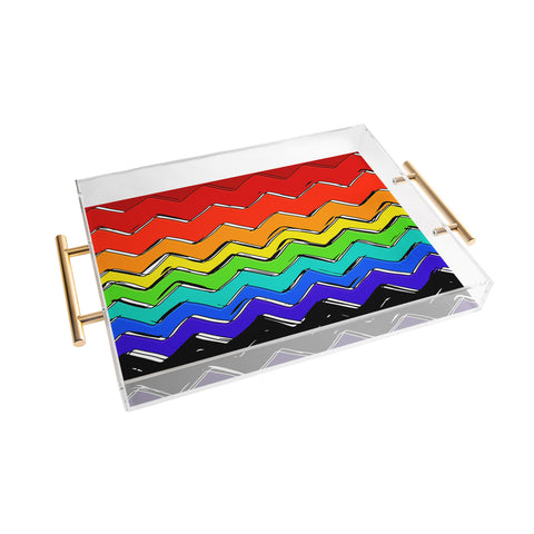 Sharon Turner Rainbow Chevron Acrylic Tray