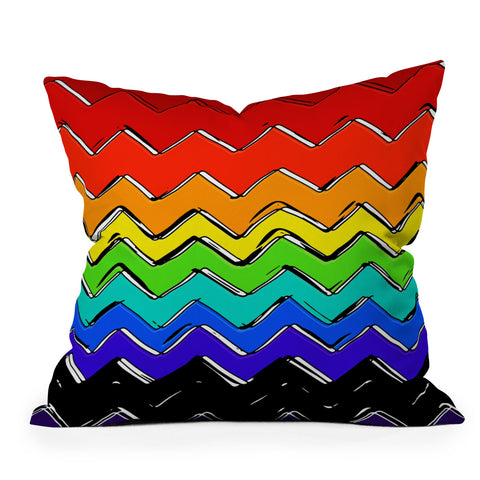 Sharon Turner Rainbow Chevron Outdoor Throw Pillow