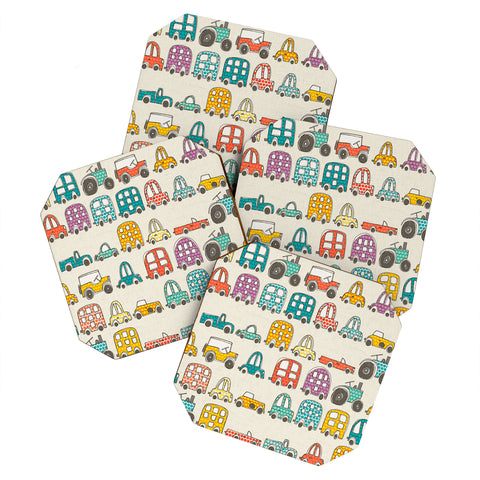Sharon Turner retro rides eggshell Coaster Set