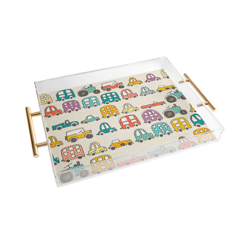 Sharon Turner retro rides eggshell Acrylic Tray