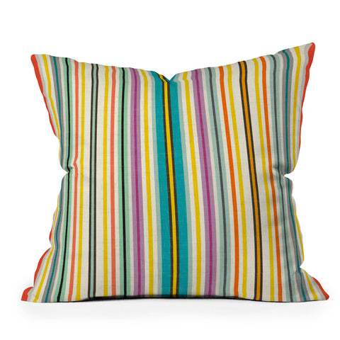 Sharon Turner retro stripe Outdoor Throw Pillow