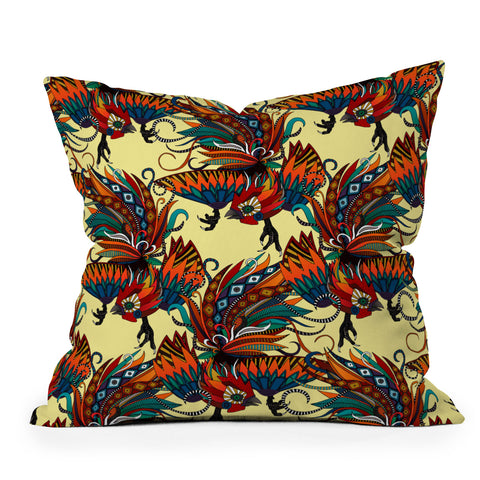 Sharon Turner rooster ink Outdoor Throw Pillow