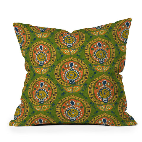 Sharon Turner safa green Outdoor Throw Pillow