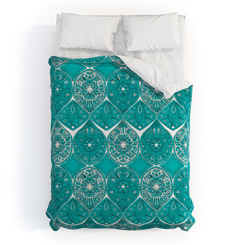 Sharon Turner Saffreya Turquoise Duvet Cover
