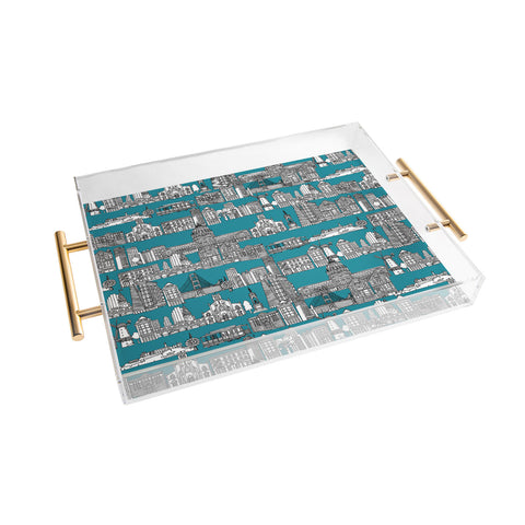 Sharon Turner San Francisco Teal Acrylic Tray