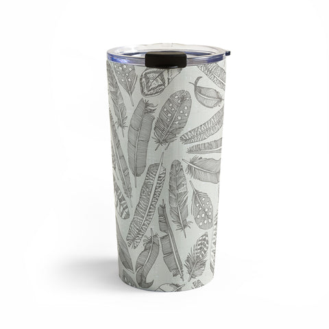 Sharon Turner scattered feathers natural Travel Mug