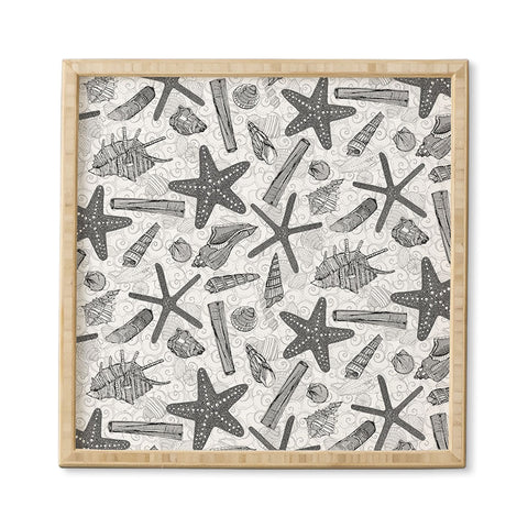 Sharon Turner seashells and starfish mono Framed Wall Art