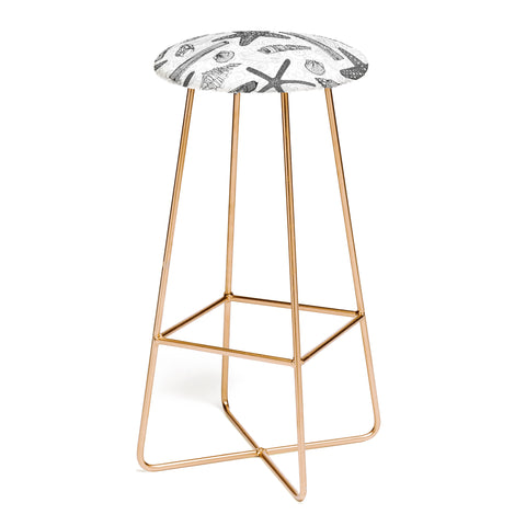 Sharon Turner seashells and starfish mono Bar Stool