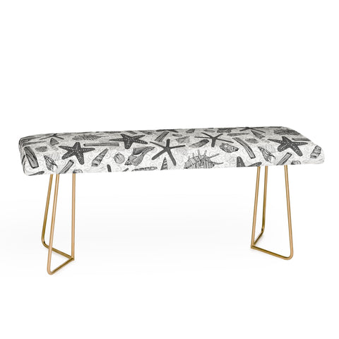 Sharon Turner seashells and starfish mono Bench