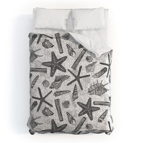 Sharon Turner seashells and starfish mono Comforter