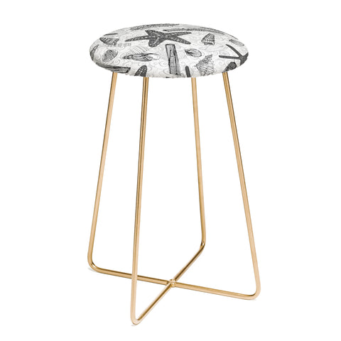 Sharon Turner seashells and starfish mono Counter Stool