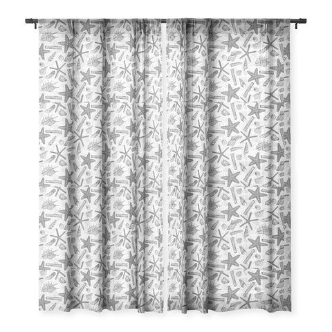 Sharon Turner seashells and starfish mono Sheer Window Curtain