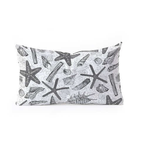 Sharon Turner seashells and starfish mono Oblong Throw Pillow
