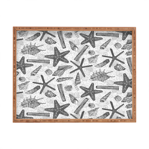 Sharon Turner seashells and starfish mono Rectangular Tray