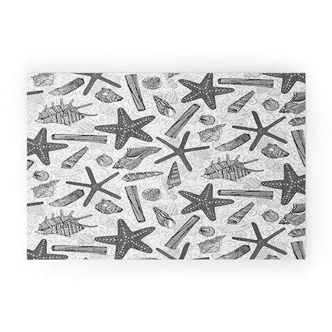 Sharon Turner seashells and starfish mono Welcome Mat