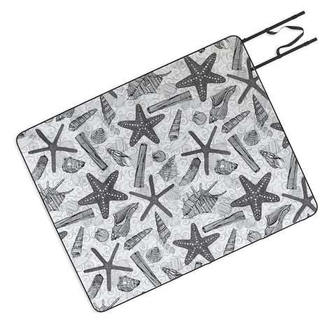Sharon Turner seashells and starfish mono Picnic Blanket
