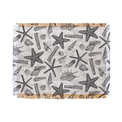 Sharon Turner seashells and starfish mono Throw Blanket