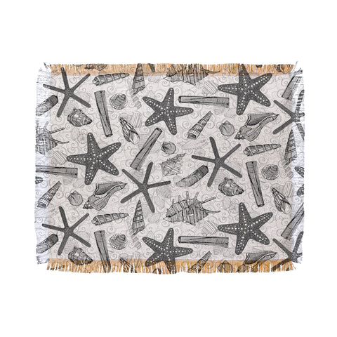 Sharon Turner seashells and starfish mono Throw Blanket