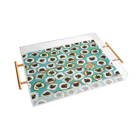 Sharon Turner sheep sushi blue Acrylic Tray