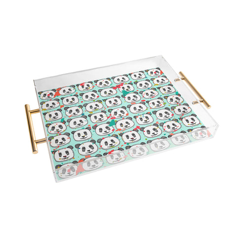 Sharon Turner splatter pop panda cookies mint Acrylic Tray