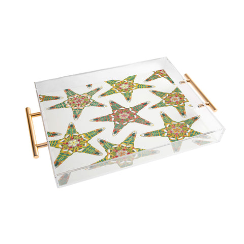 Sharon Turner starfish flowers off white Acrylic Tray