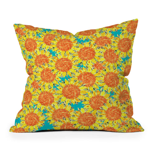 Sharon Turner Sunflower Field Outdoor Throw Pillow