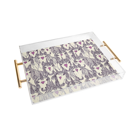 Sharon Turner unicorn love purple Acrylic Tray