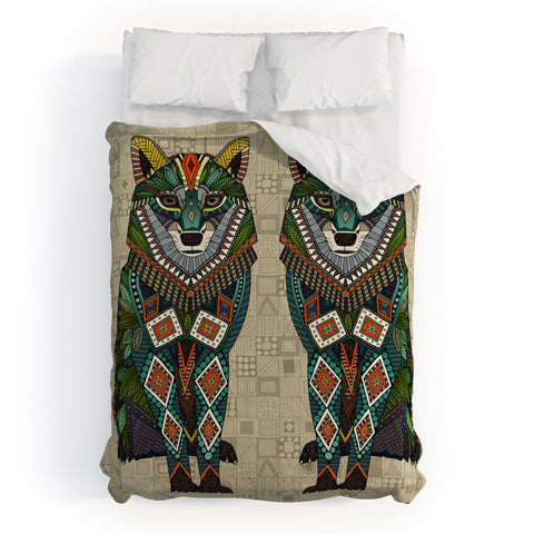 Sharon Turner wolf natural Duvet Cover