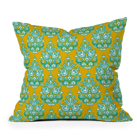 Sharon Turner Yasmita damask ikat Outdoor Throw Pillow