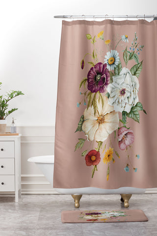 Shealeen Louise Colorful Wildflower Bouquet Shower Curtain And Mat