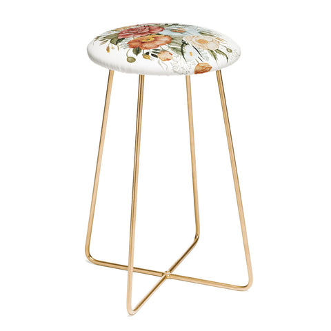 Shealeen Louise Roses and Poppies Light Counter Stool