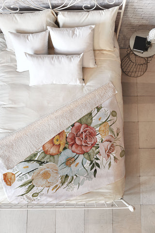 Shealeen Louise Roses and Poppies Light Fleece Throw Blanket