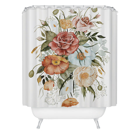 Shealeen Louise Roses and Poppies Light Shower Curtain