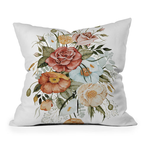 Shealeen Louise Roses and Poppies Light Outdoor Throw Pillow