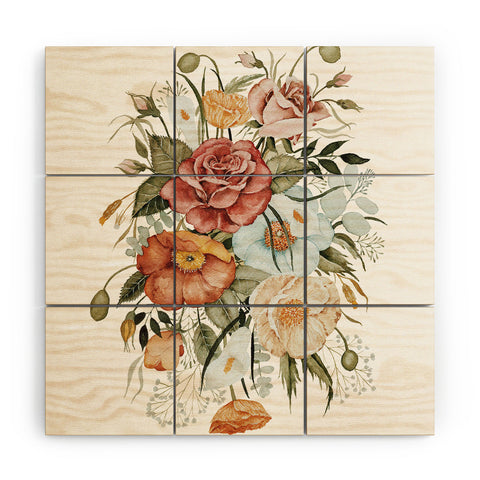 Shealeen Louise Roses and Poppies Light Wood Wall Mural