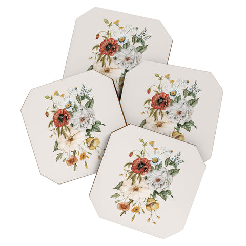 Shealeen Louise Wildflower Bouq Creme Coaster Set